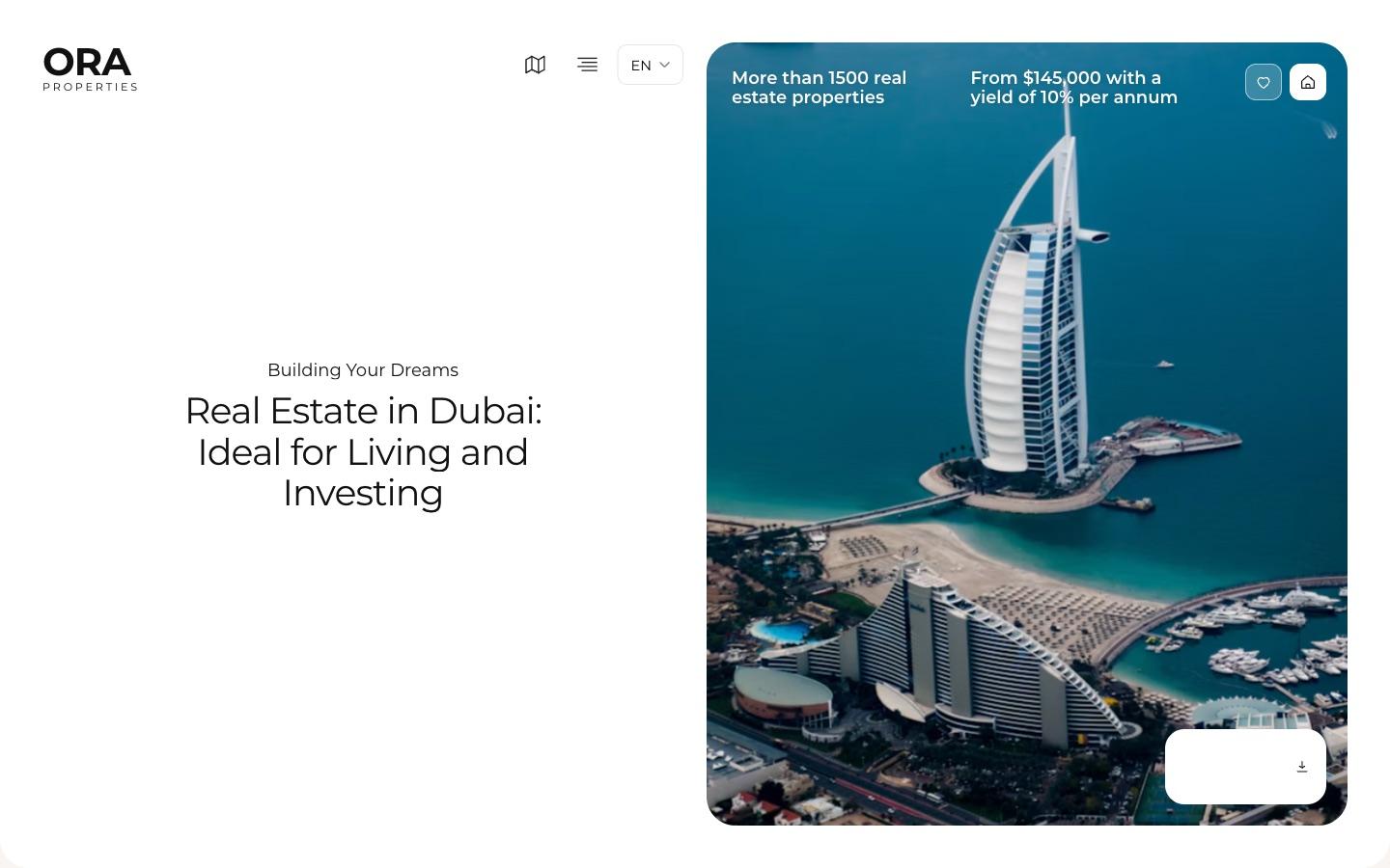 ORA Properties website, home page